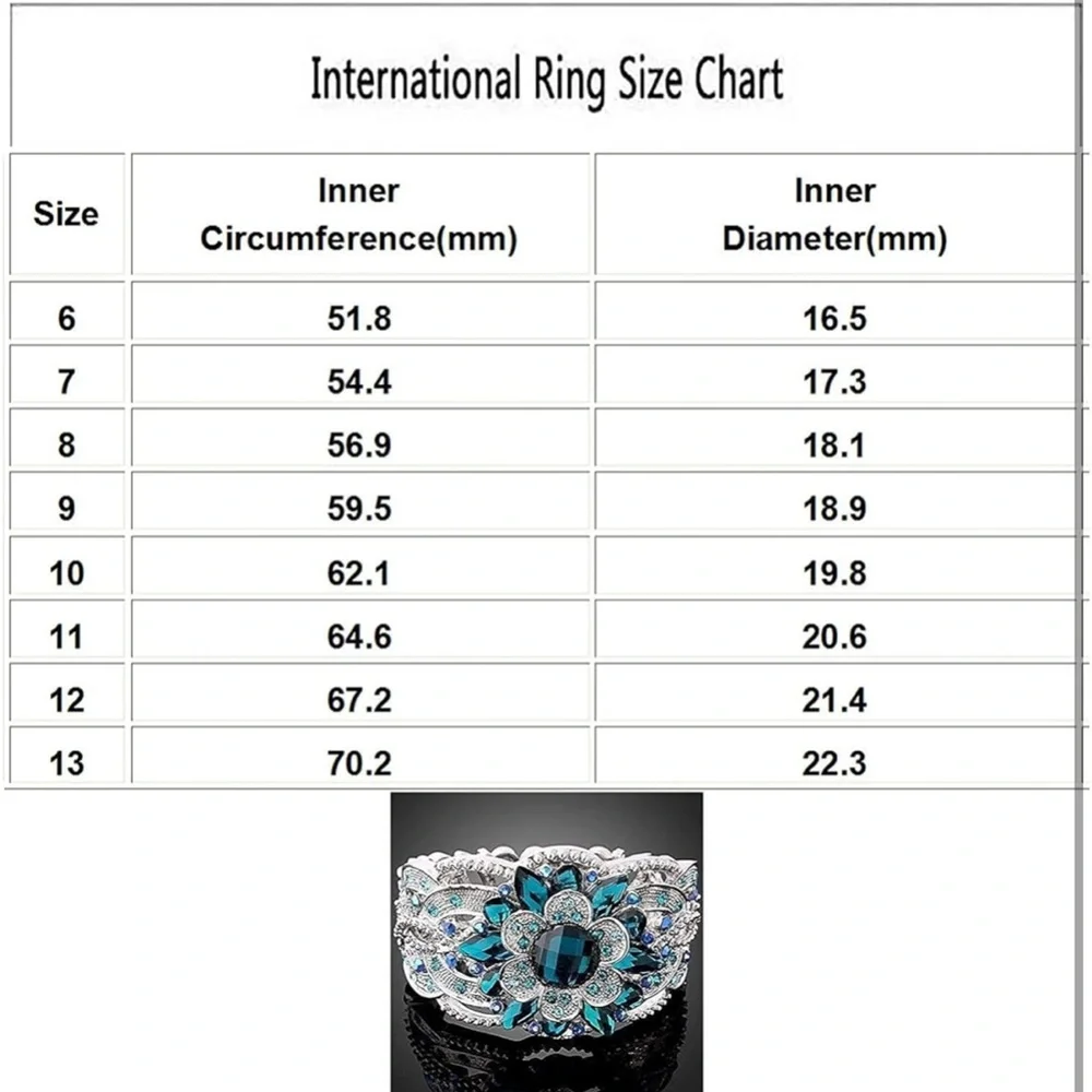 Elegant Blue Crystal Flower ring